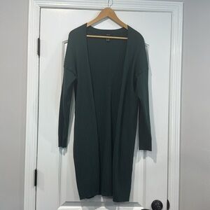 🟣 GREEN MID LENGTH RIBBED CARDIGAN SIZE MEDIUM